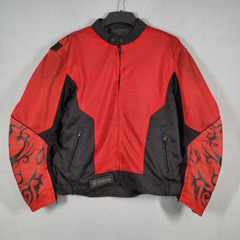 Yamaha Motorcycle Jacket Men's L Red Black Mesh Riding Protective‎ Gear